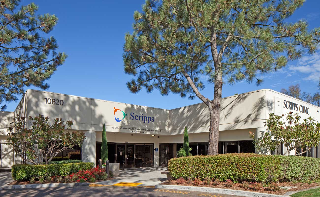 The exterior of Scripps Shiley Pavilion, home to Shiley Sports and Fitness Center on North Torrey Pines Road in La Jolla.